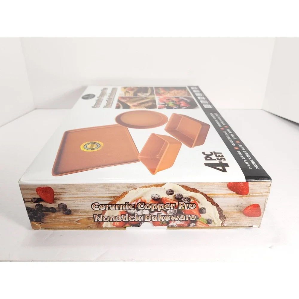 Culinary Edge Copper Ceramic Nonstick‎ Bakeware Set, Assorted Items, 4 Piece